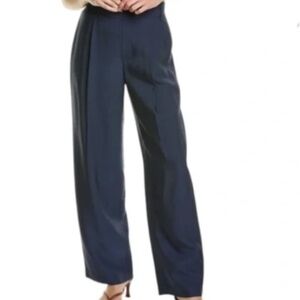 VINCE High Waist Pull-on Stretch Linen Blend Pants in Costal Navy